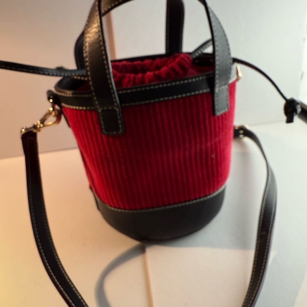 Francis Valentine Red and Black Bucket Bag